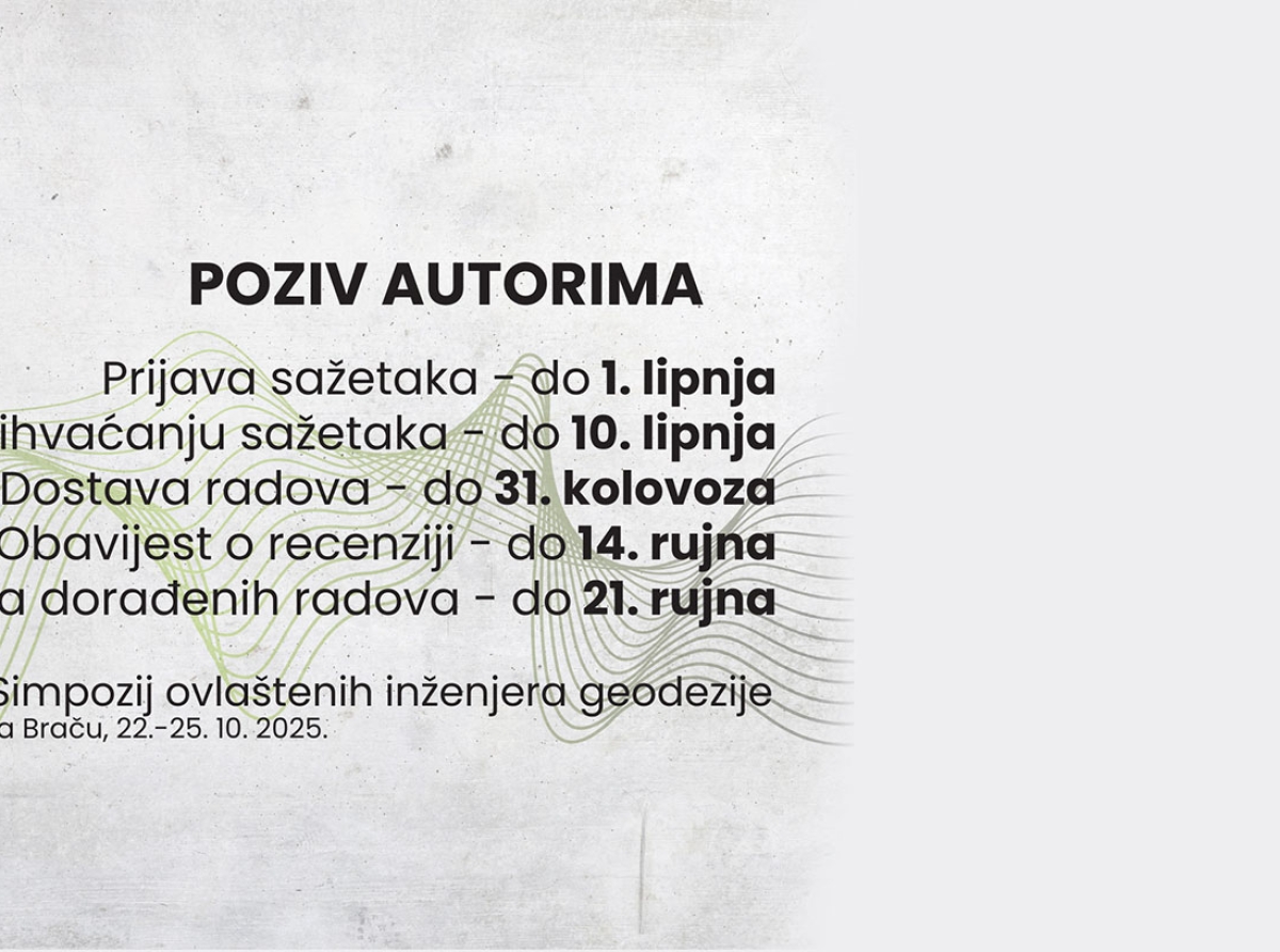 Poziv za dostavu sažetaka radova za 18. Simpozij ovlaštenih inženjera geodezije